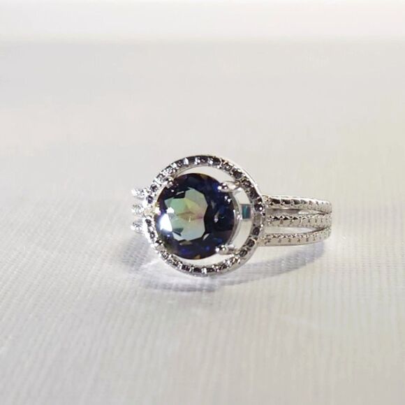 Blue Mystic Gemstone Ring Size 5-3/4 - Picture 2 of 7